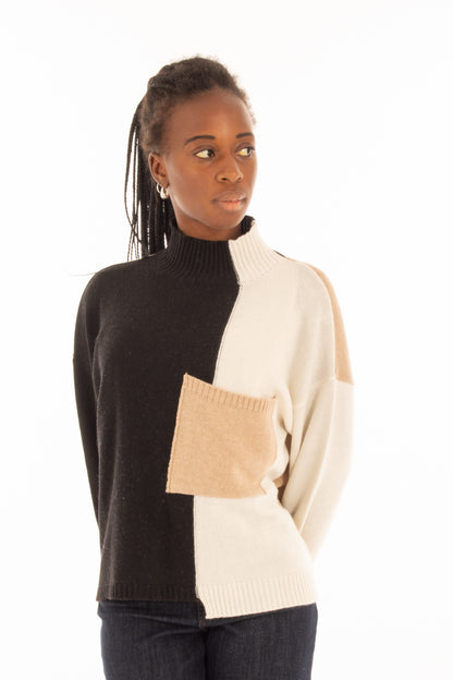 Maglione con tascone Angel Davis - Nero