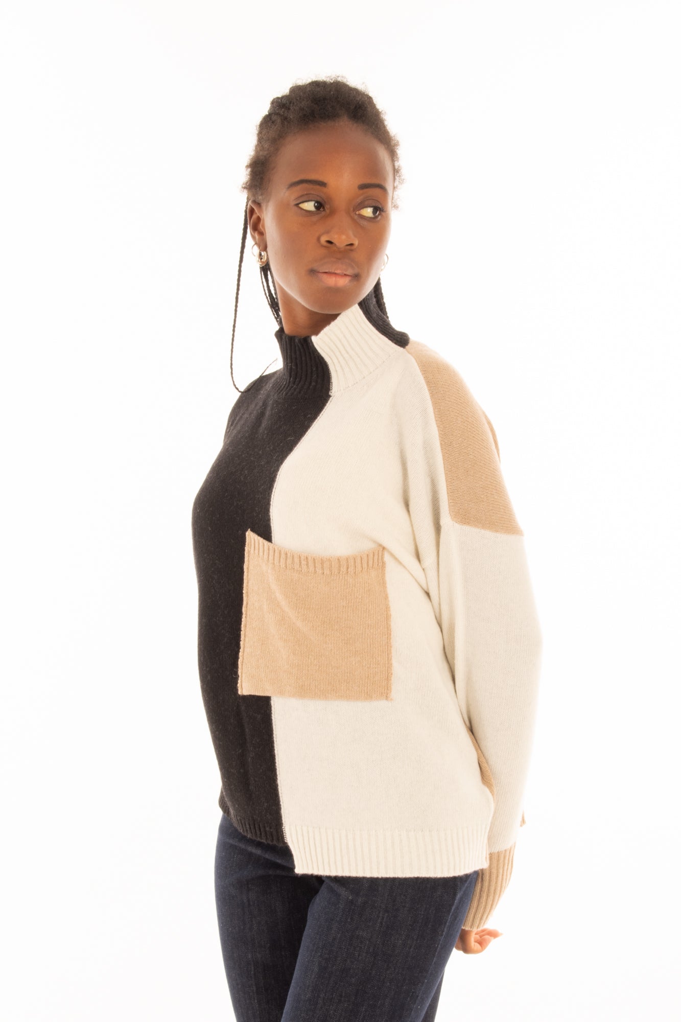 Maglione con tascone Angel Davis - Nero