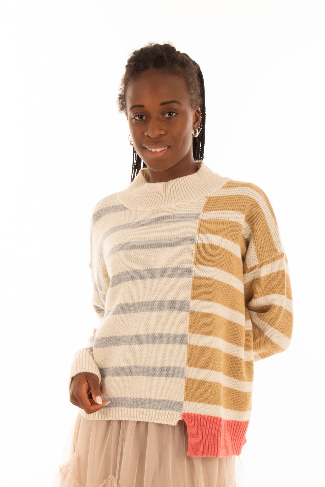 Maglione rigato Angela Davis- Ecru