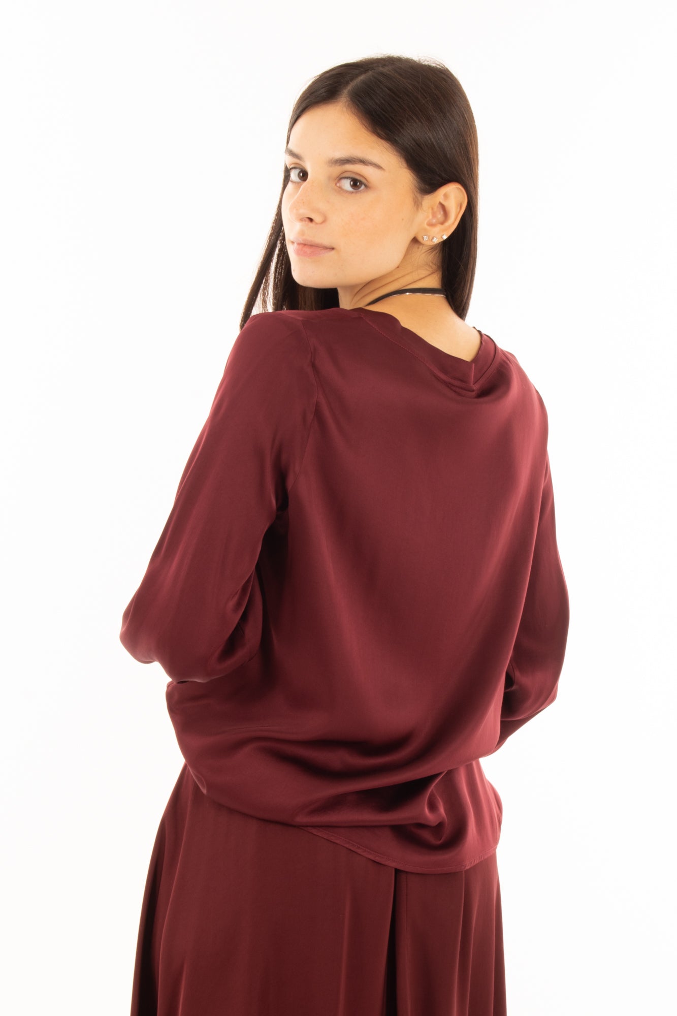 Blusa girocollo Dixie - Mosto