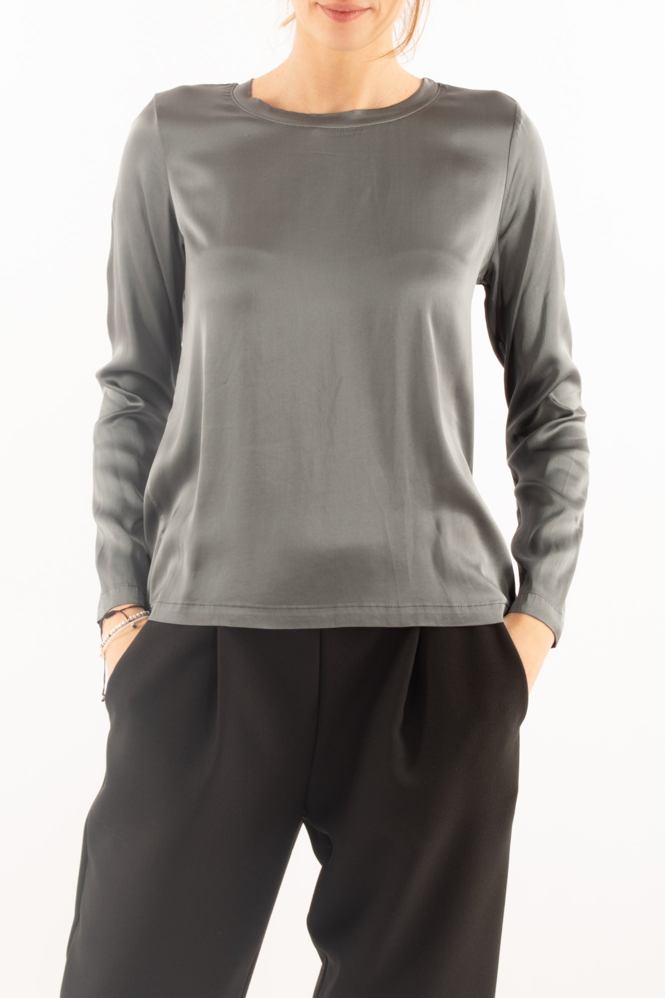 Blusa girocollo Dixie - Fumo