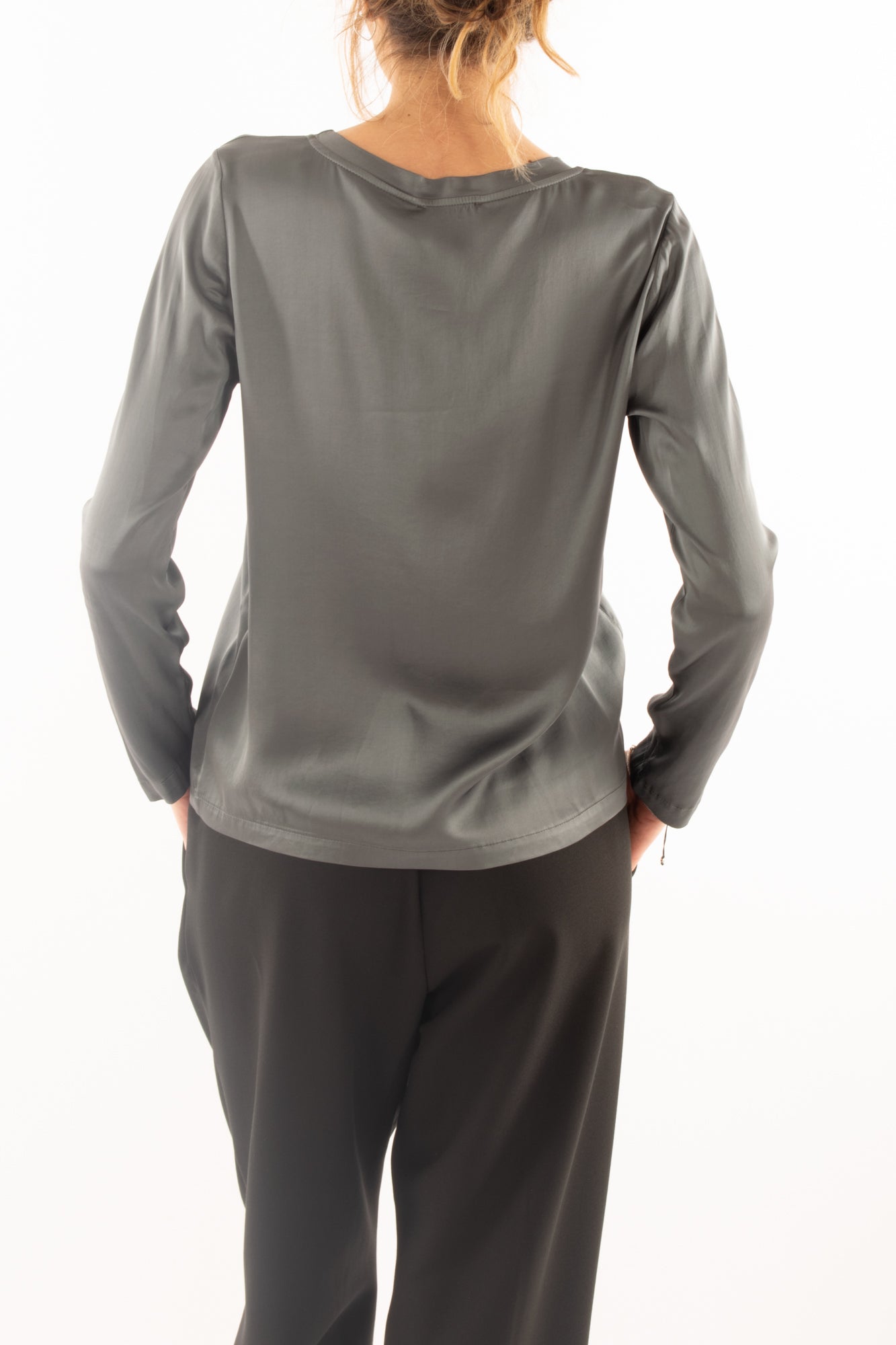 Blusa girocollo Dixie - Fumo