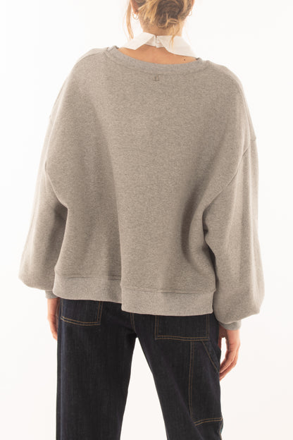 Felpa da donna con colletto e swarovski Dixie - Grigio