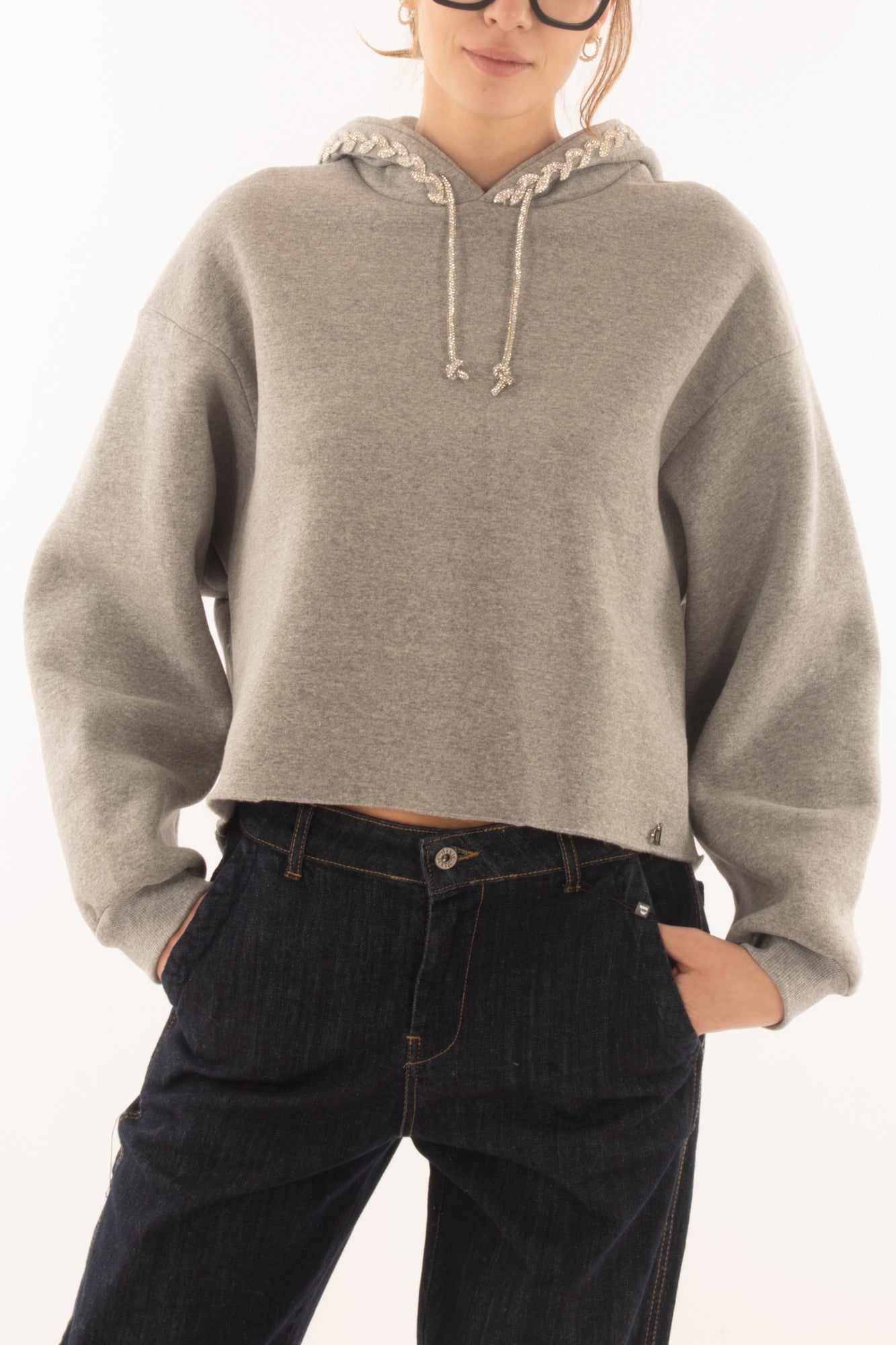 Felpa da donna con swarovski Dixie - Grigio