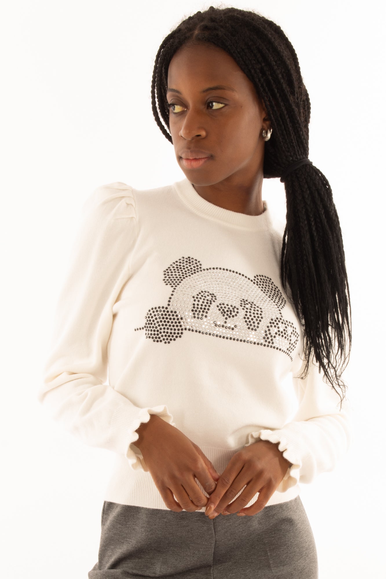 Maglione con panda Dixie - Latte