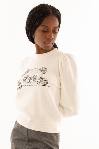 Maglione con panda Dixie - Latte