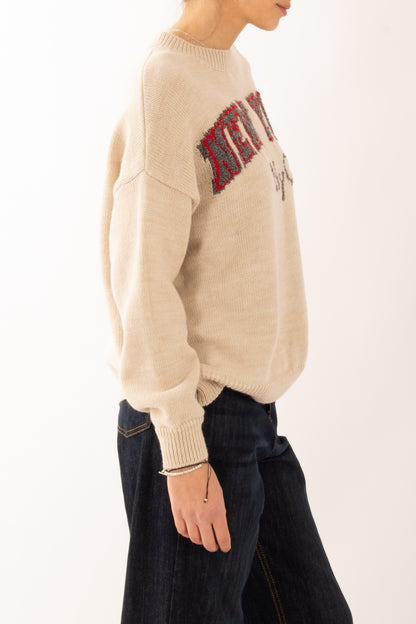 Maglione con scritta new york Dixie - Perla