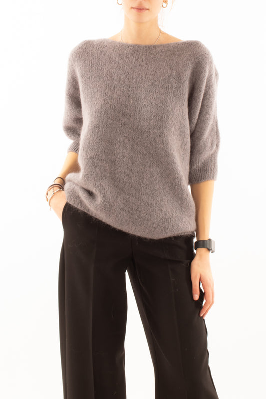 Maglione 3/4 mezza manica in mohair Dixie - Antracite