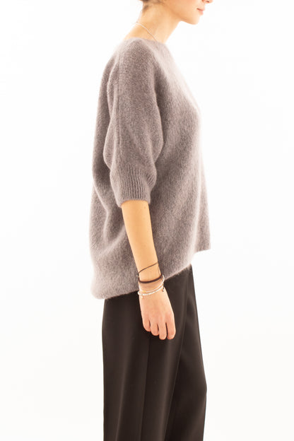 Maglione 3/4 mezza manica in mohair Dixie - Antracite