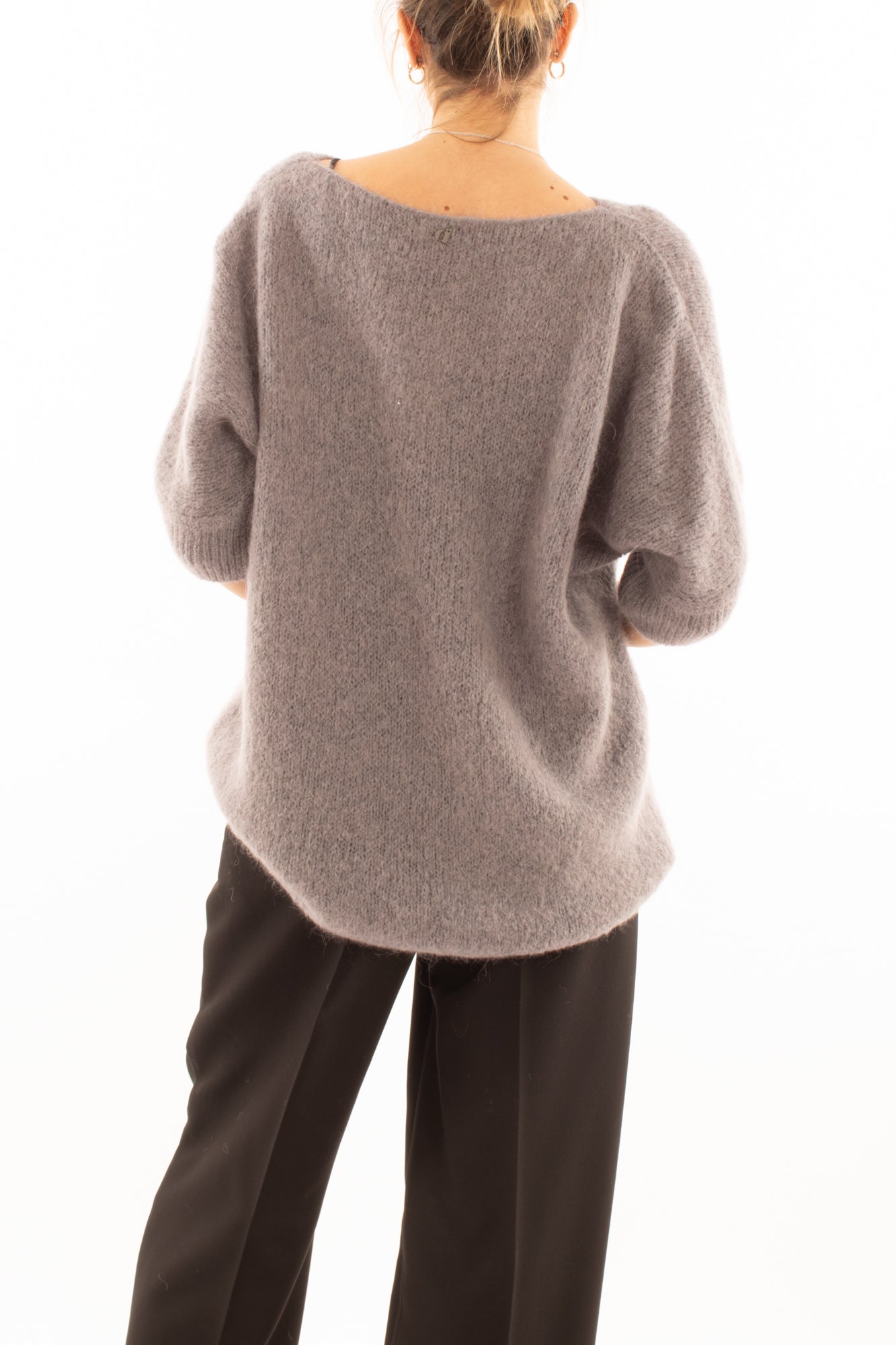 Maglione 3/4 mezza manica in mohair Dixie - Antracite