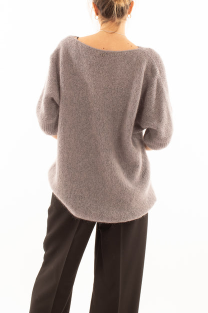 Maglione 3/4 mezza manica in mohair Dixie - Antracite