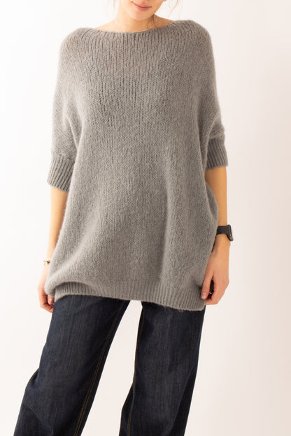 Maglione 3/4 mezza manica in mohair Dixie - Antracite