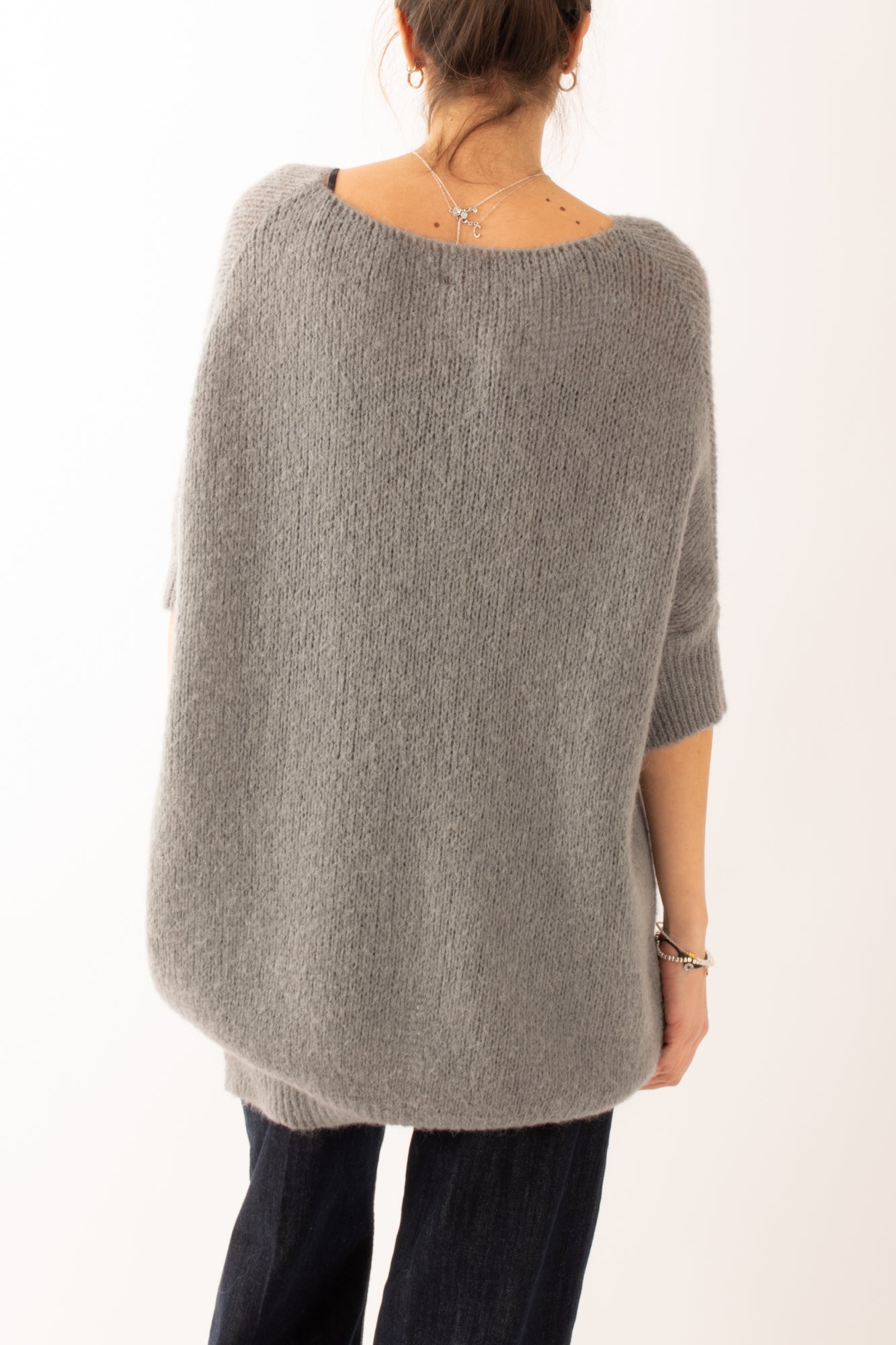Maglione 3/4 mezza manica in mohair Dixie - Antracite