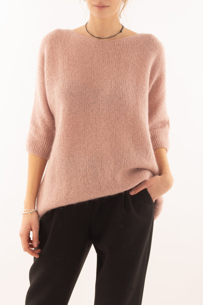 Maglione 3/4 mezza manica in mohair Dixie - Cipria
