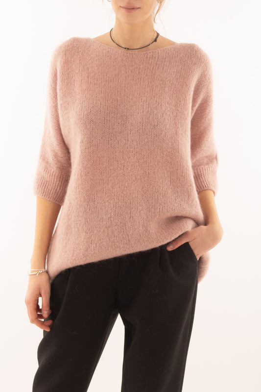 Maglione 3/4 mezza manica in mohair Dixie - Cipria