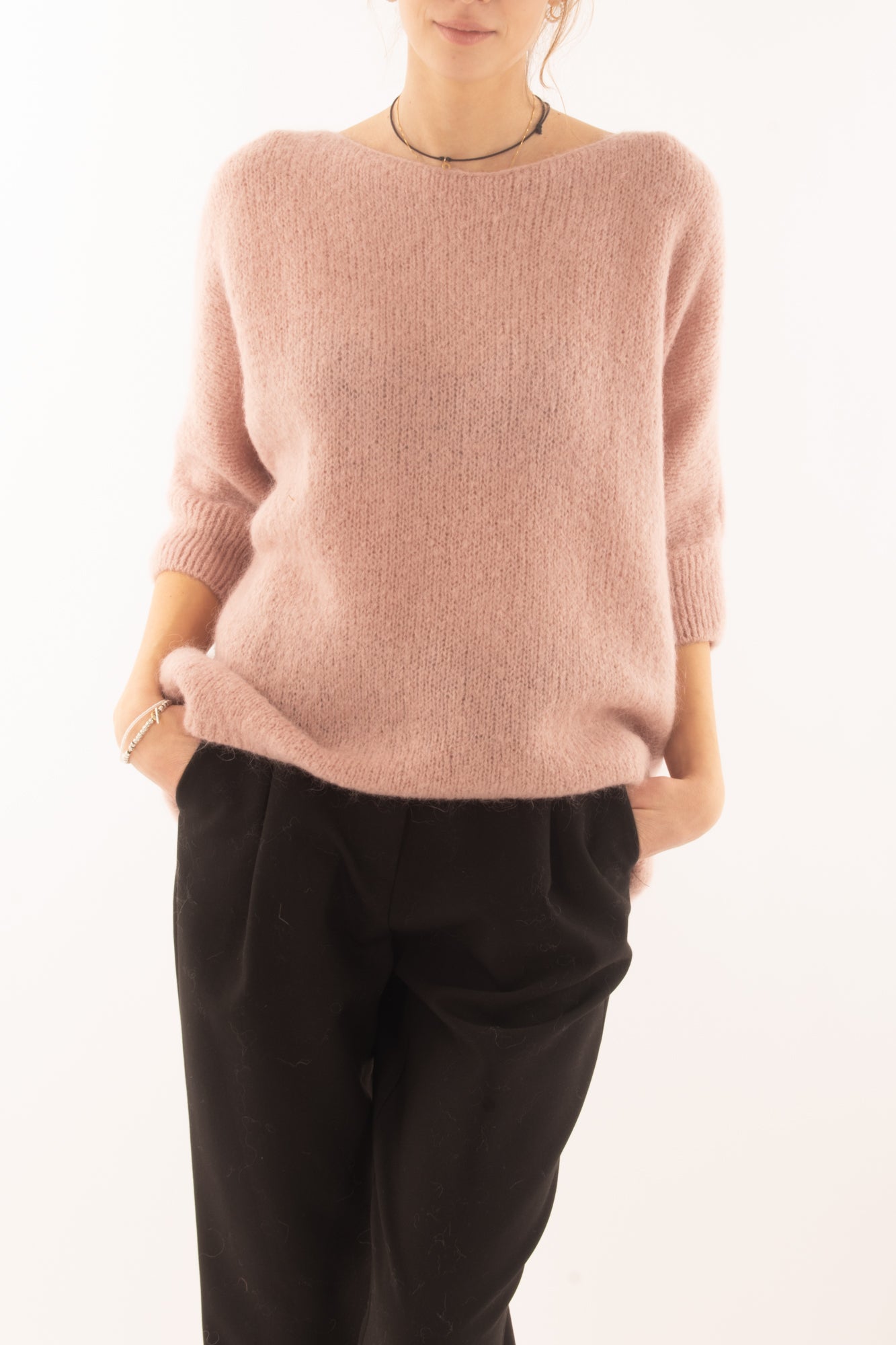 Maglione 3/4 mezza manica in mohair Dixie - Cipria