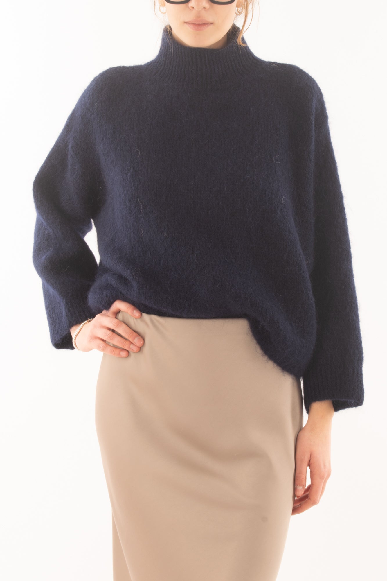 Maglione in mohair da donna a scatoletta Dixie - Blu