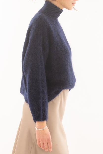 Maglione in mohair da donna a scatoletta Dixie - Blu