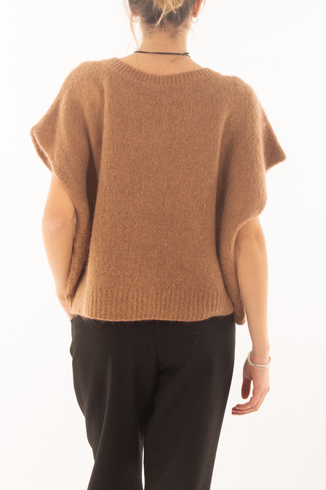 Maglione da donna misto mohair a v Dixie- Camel