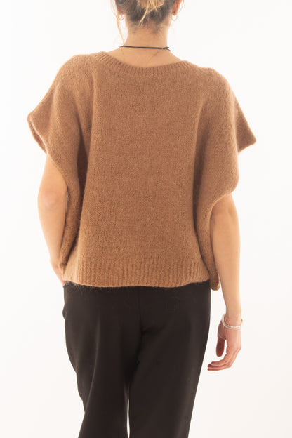 Maglione da donna misto mohair a v Dixie- Camel
