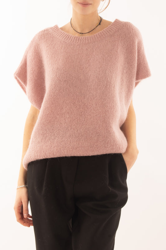 Maglione da donna misto mohair a v Dixie- Cipria