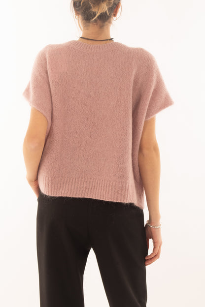 Maglione da donna misto mohair a v Dixie- Cipria