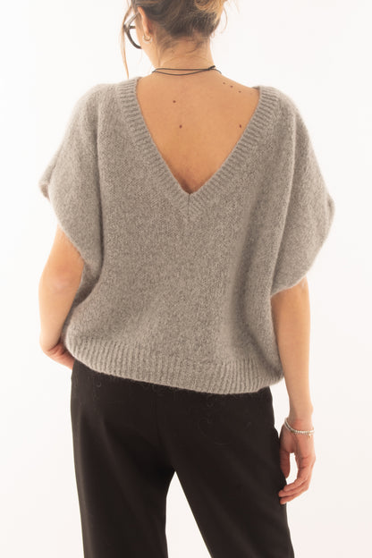 Maglione da donna misto mohair a v Dixie- Grigio