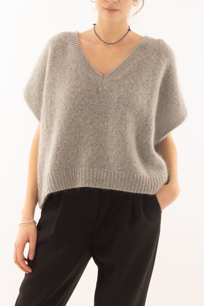 Maglione da donna misto mohair a v Dixie- Grigio