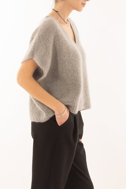 Maglione da donna misto mohair a v Dixie- Grigio