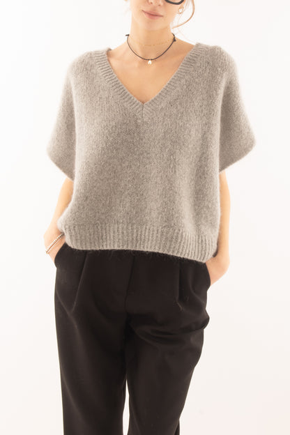 Maglione da donna misto mohair a v Dixie- Grigio