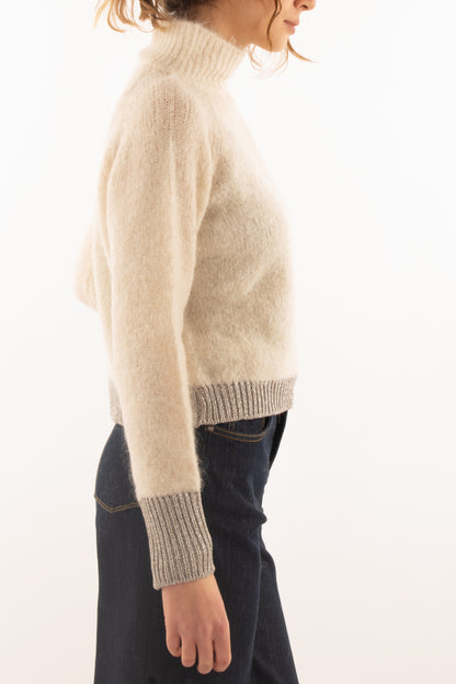 Maglione in misto mohair con profili in lurex Dixie - Panna