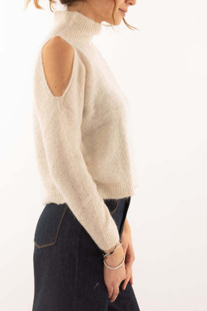 Maglione misto mohair con buchi Dixie - Crema