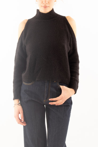 Maglione misto mohair con buchi Dixie - Nero