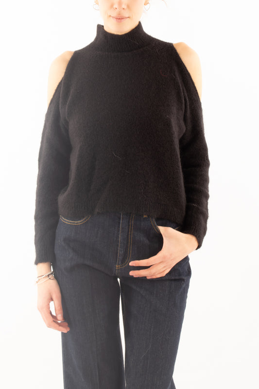 Maglione misto mohair con buchi Dixie - Nero