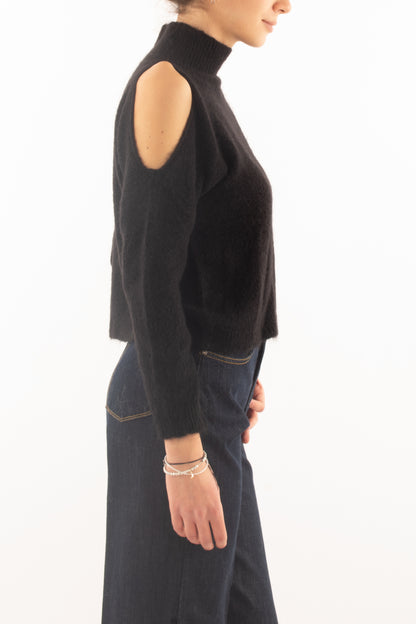 Maglione misto mohair con buchi Dixie - Nero