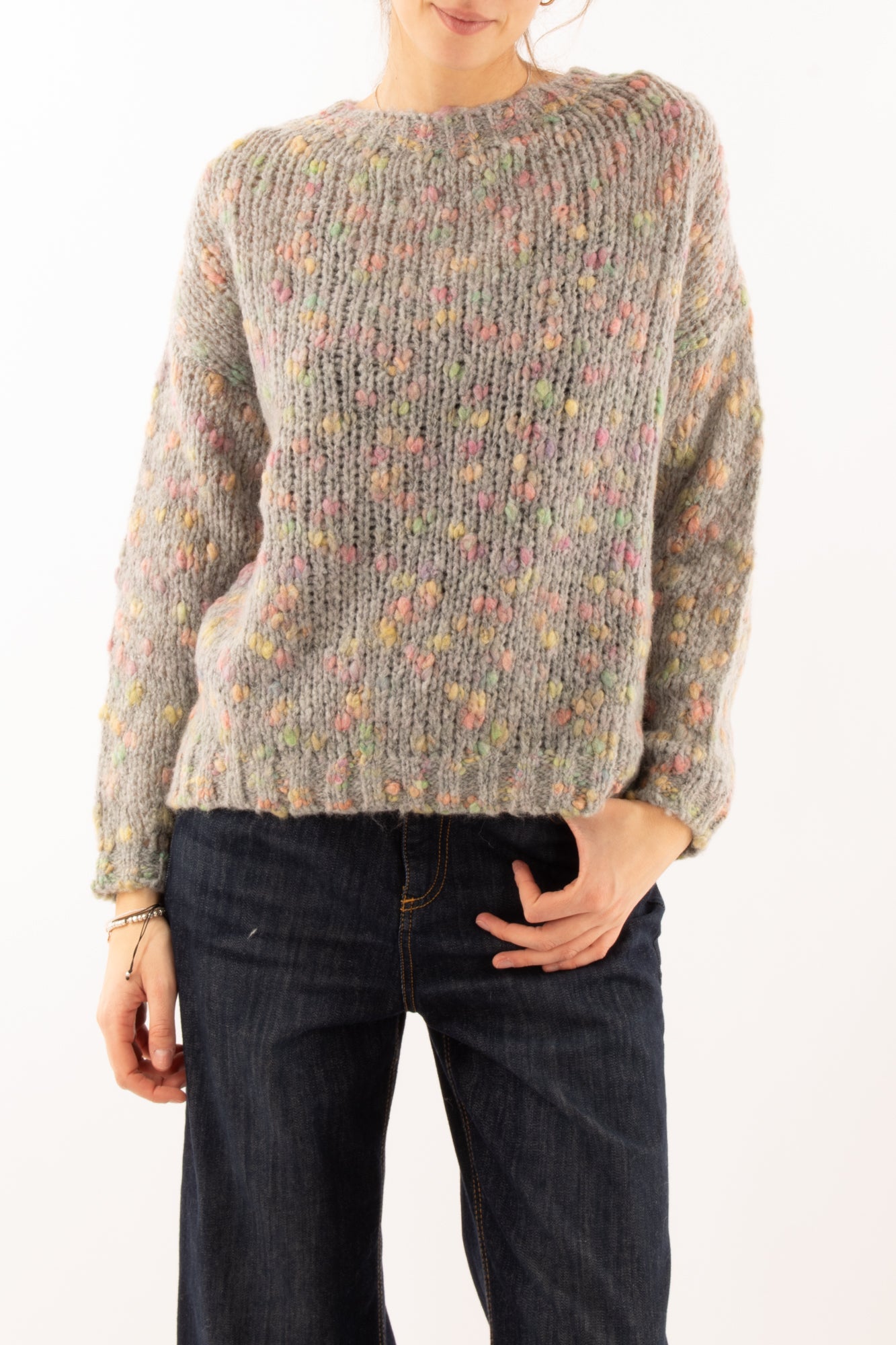 Maglione multicolor misto lana Dixie - Grigio