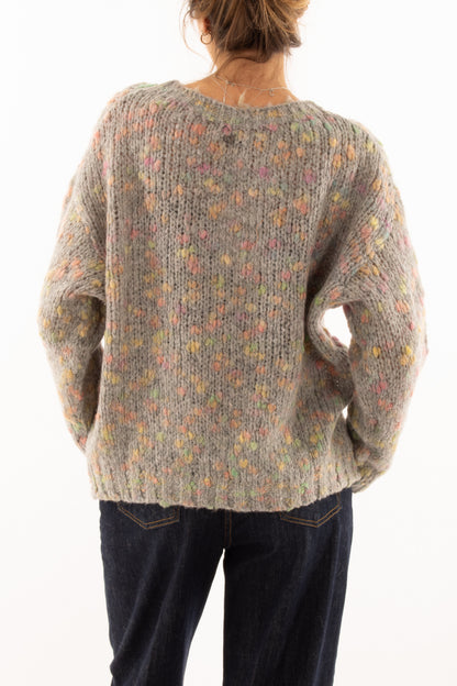 Maglione multicolor misto lana Dixie - Grigio