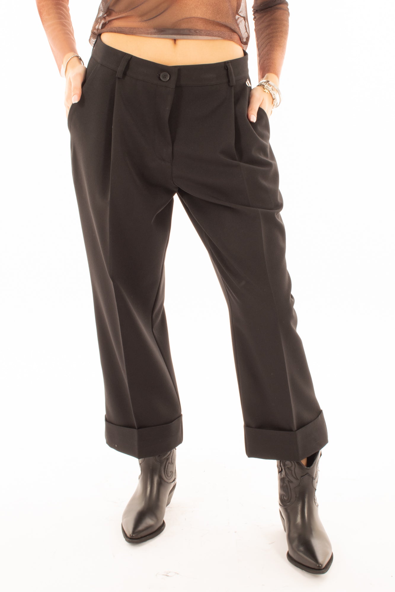 Pantalone con risvolto Dixie - Nero