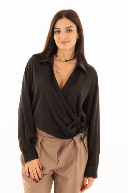 Blusa con allaccio laterale Eleh - Nero