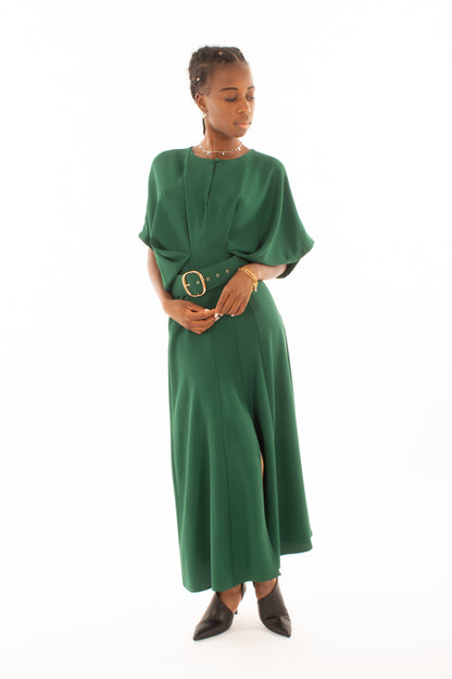 Abito lungo girocollo Imperial - Forest green