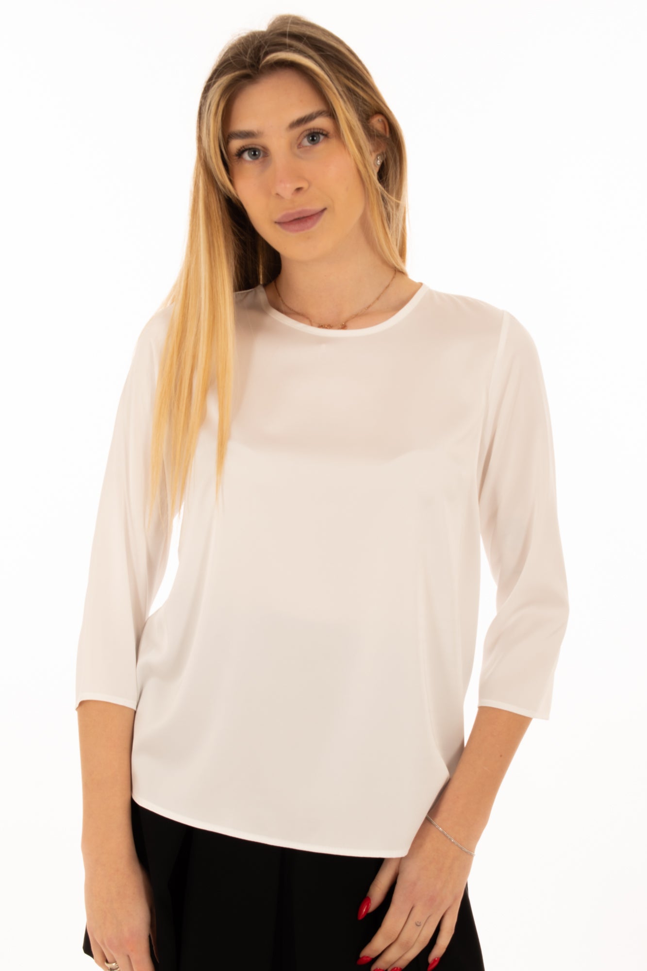 Blusa girocollo con manica 3/4 Imperial - Champagne