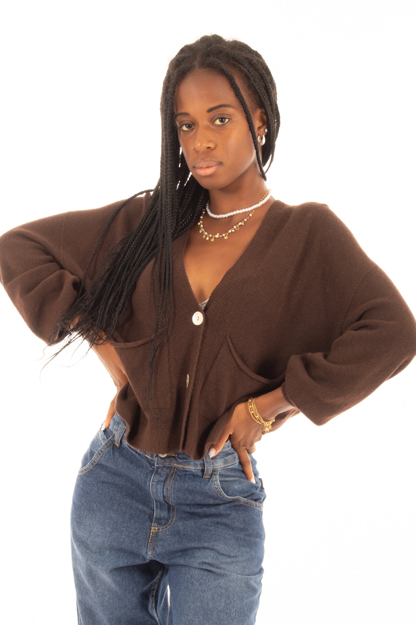 Cardigan con tasche Imperial - Cacao