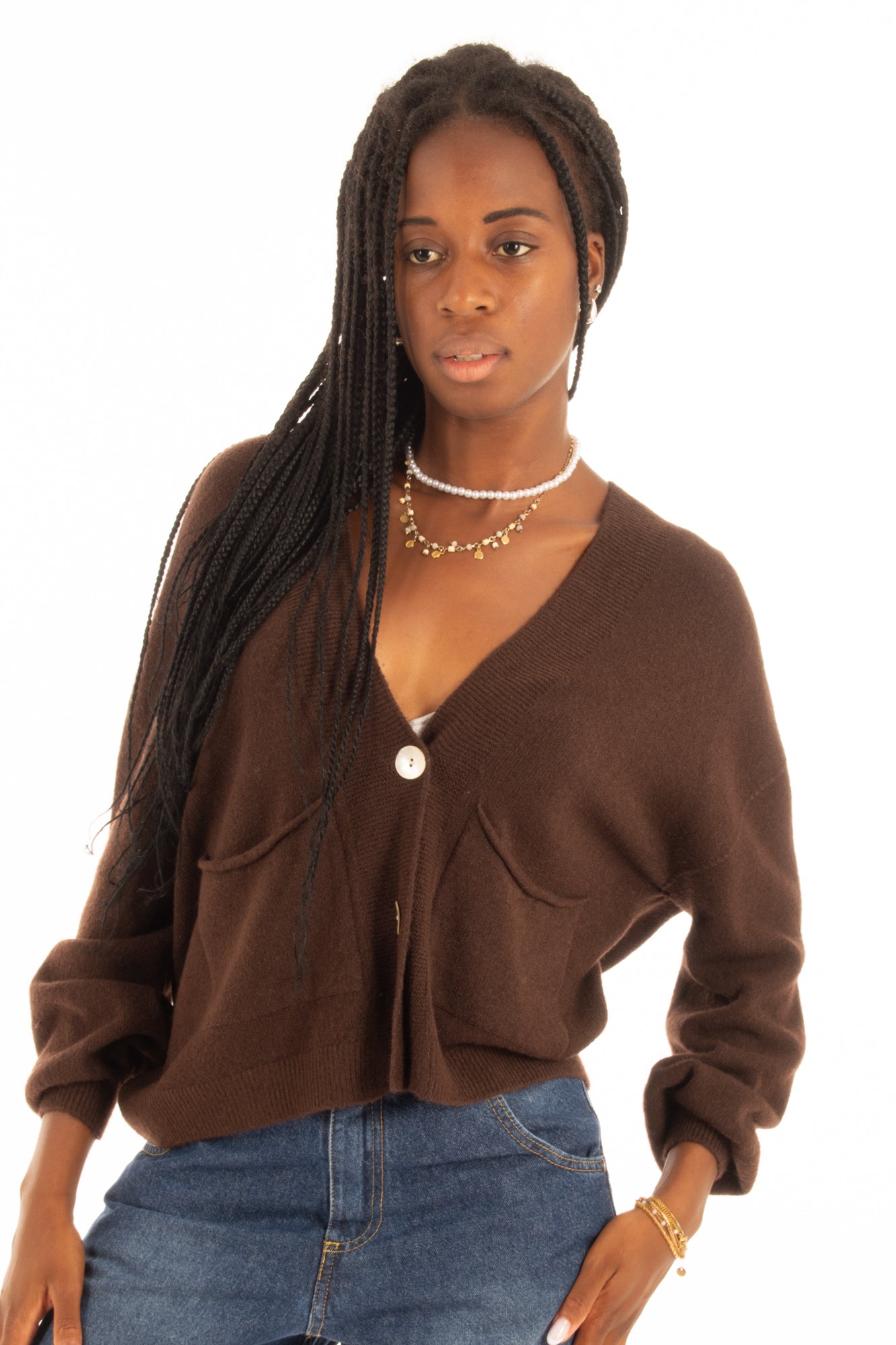 Cardigan con tasche Imperial - Cacao