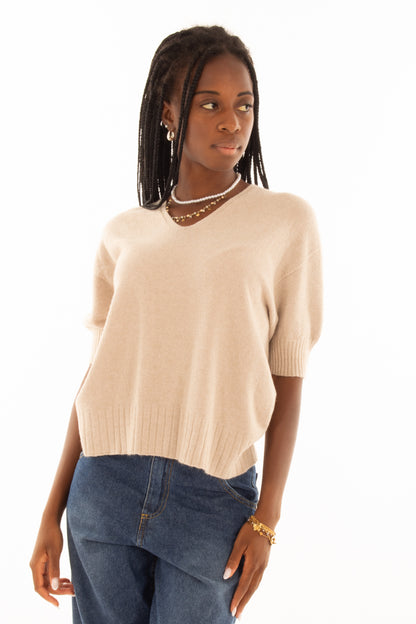 Maglione a v Imperial -Beige