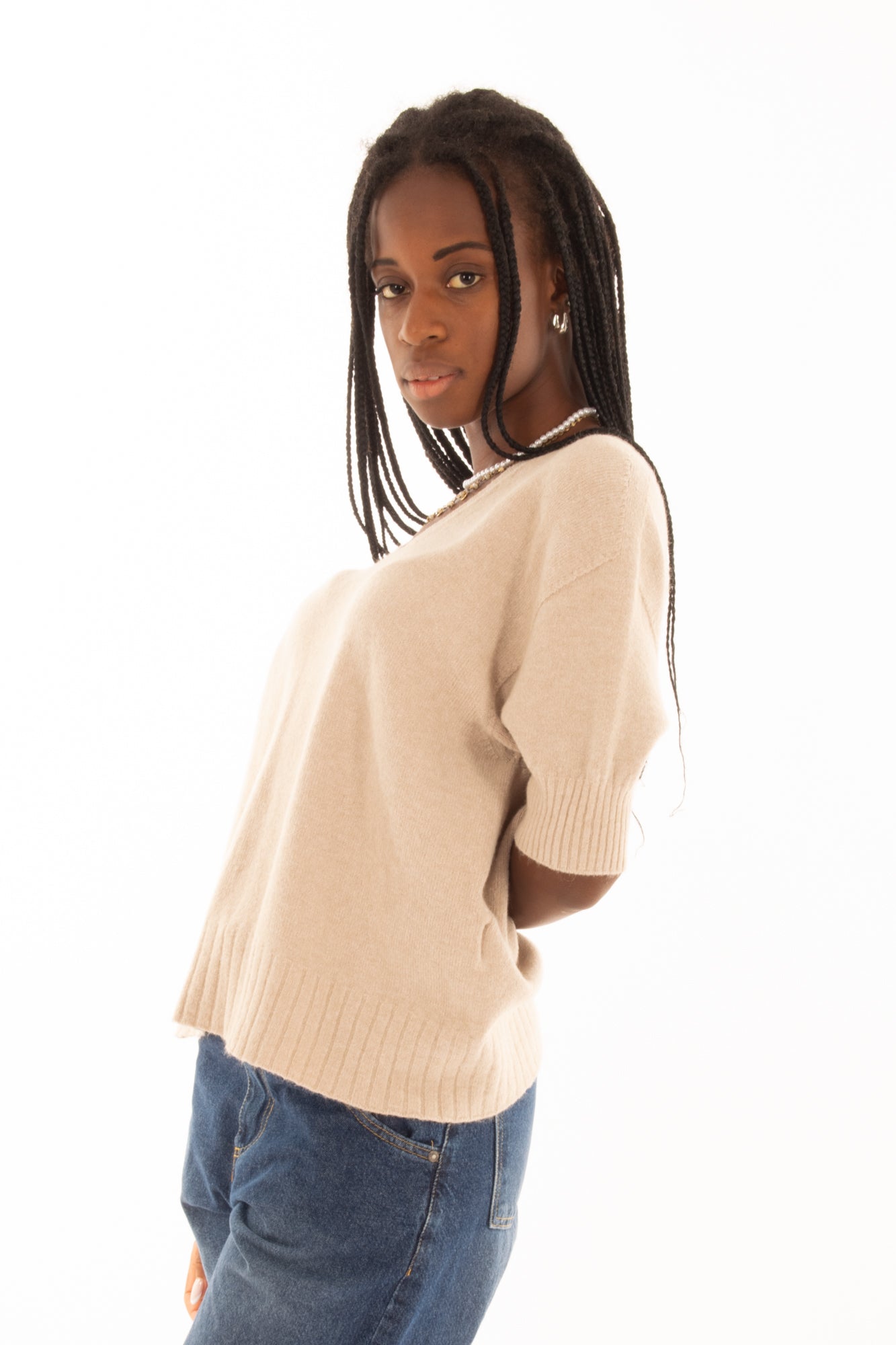 Maglione a v Imperial -Beige