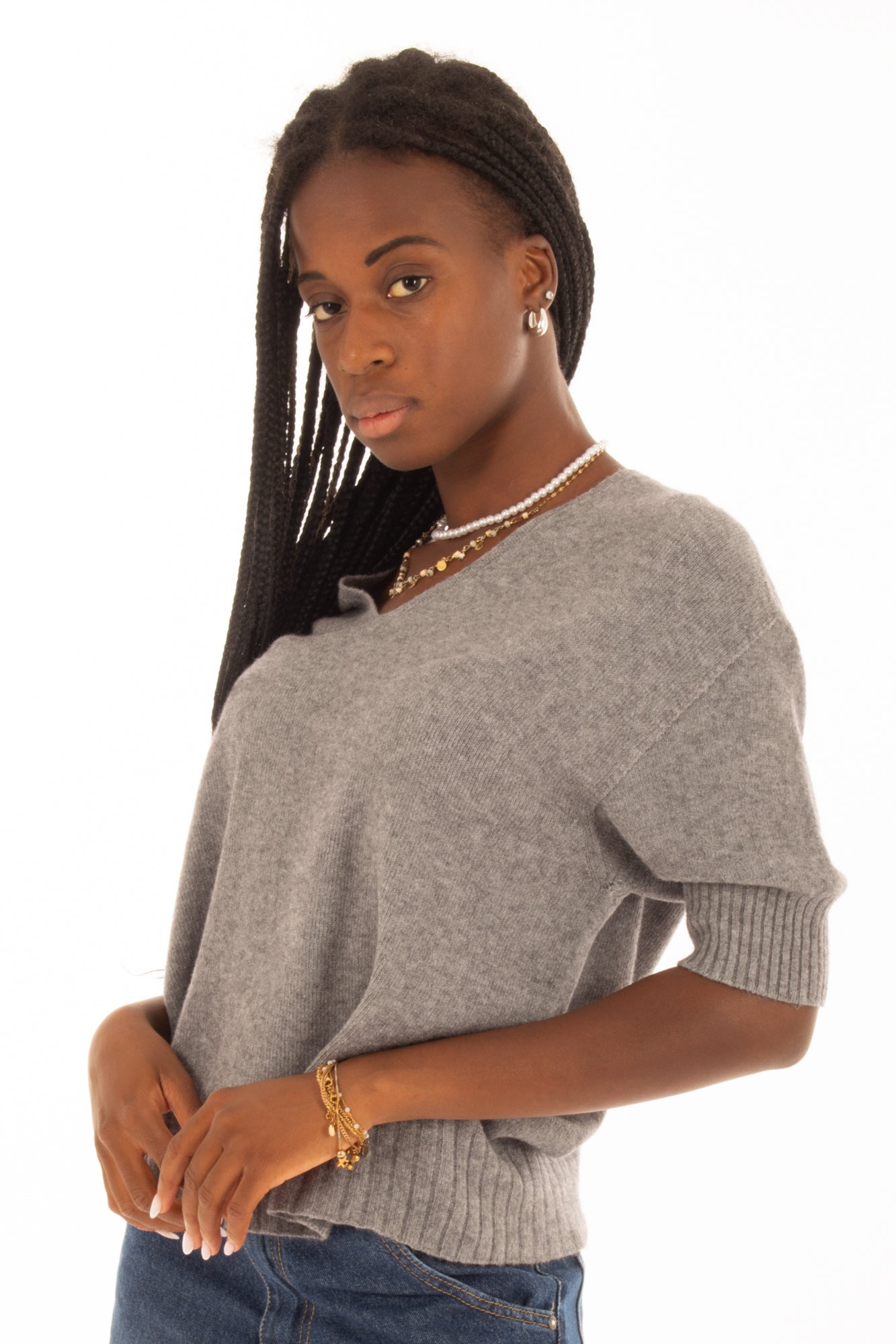 Maglione a v Imperial -Grigio