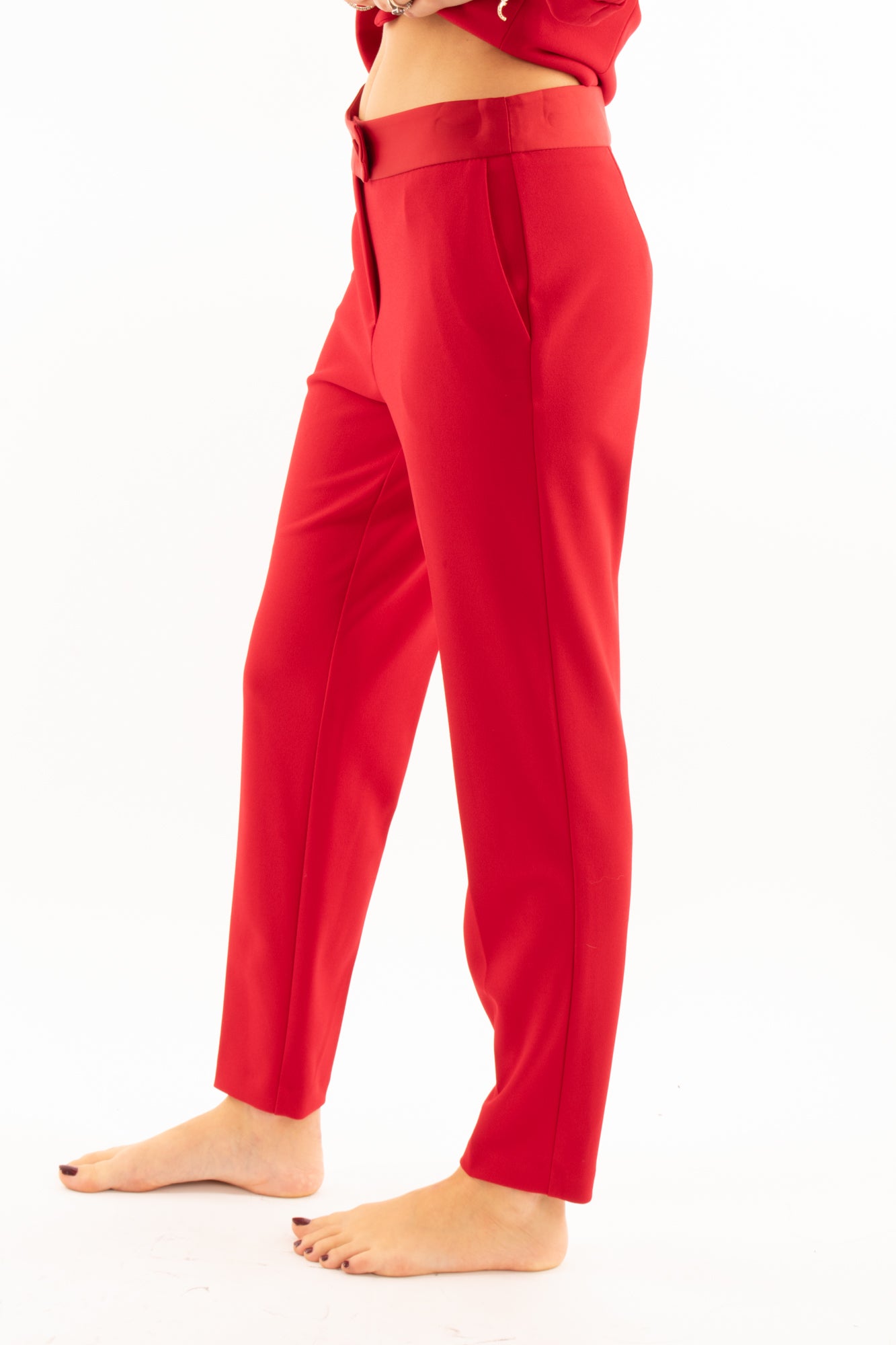 Pantalone sigaretta cinta raso Imperial - Carminio