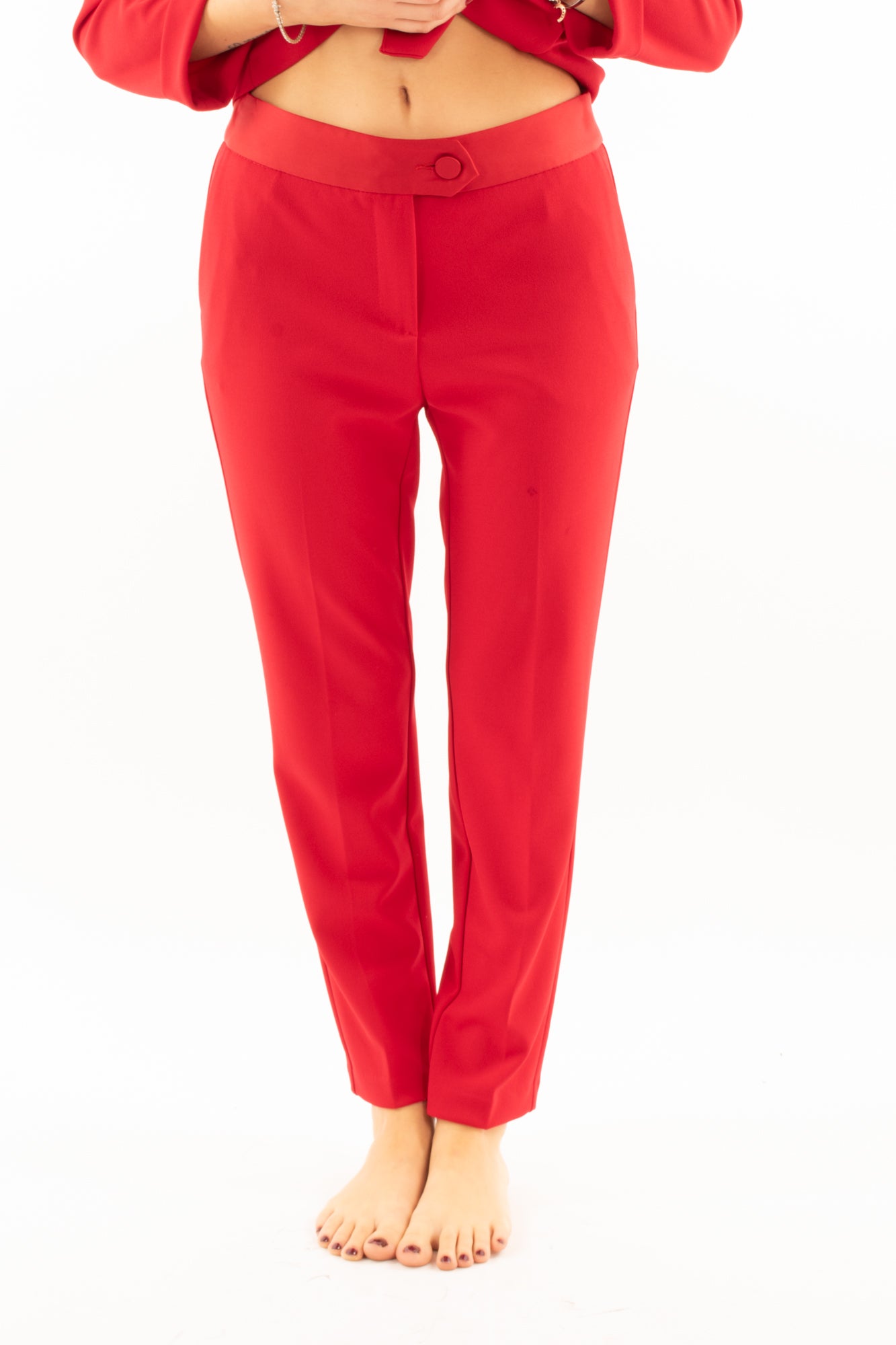 Pantalone sigaretta cinta raso Imperial - Carminio