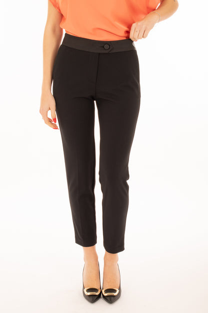 Pantalone sigaretta cinta raso Imperial - Nero