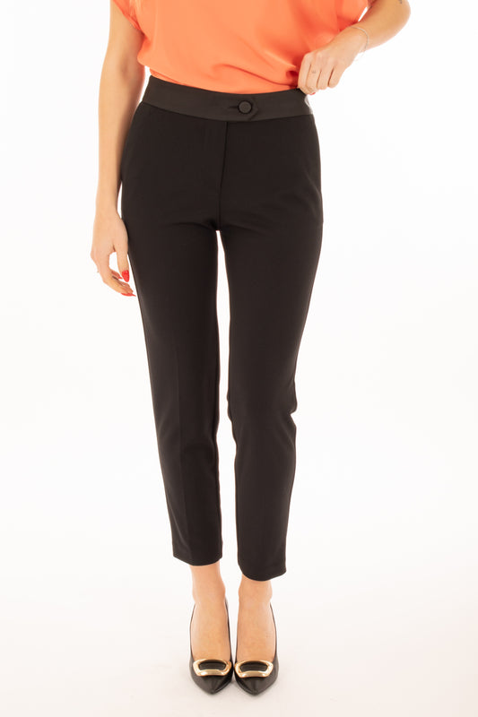 Pantalone sigaretta cinta raso Imperial - Nero